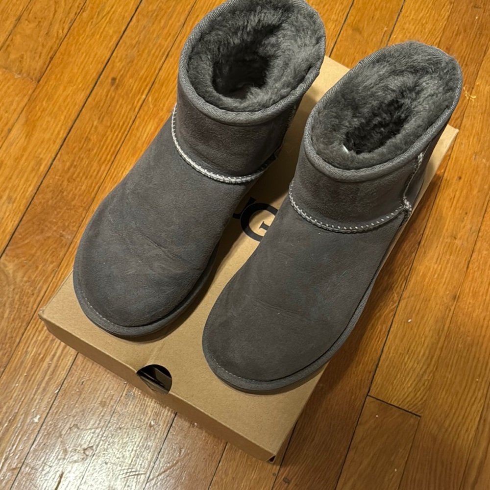 UGG Mini Gray Fur-Lined Boots